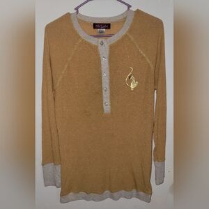 Baby Phat Y2K Vintage Gold/Beige Glittery Long Sleeve Shirt Size 1X